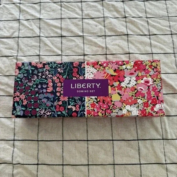 Anthropologie home liberty london dominoes set box floral colorful game wooden